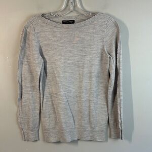 Banana Republic Merino Wool Gray Ruffle Scallop Sweater Size M